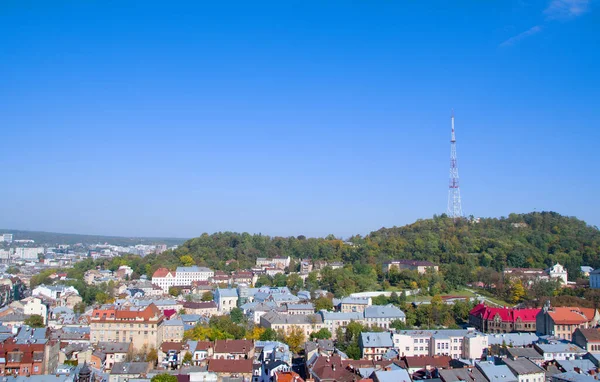 Top View City Hall Houses Lviv Ukraine Lviv Bird Eye — Stock Photo, Image