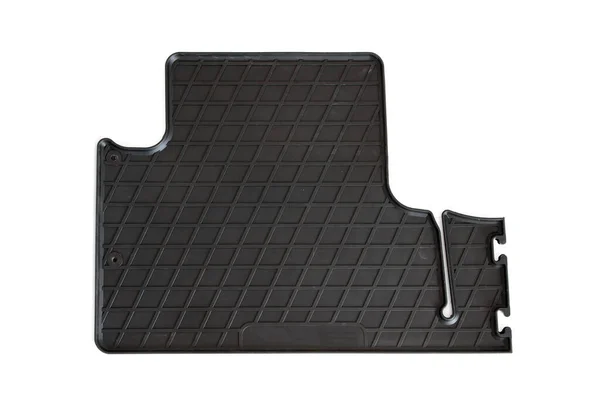 Zwarte Rubberen Mat Voor Auto Geïsoleerd Wit — Stockfoto