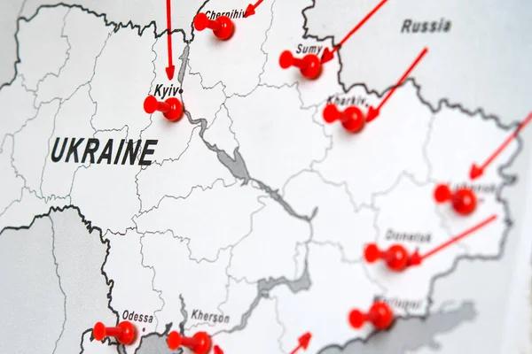 Russia Ucraina Mappa Della Crisi Ucraina Ucraina Russia Conflitto Militare — Foto Stock