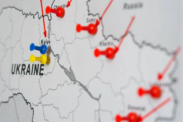 Россия Украина Карта Кризиса Украине Военный Конфликт Между Украиной Россией — стоковое фото