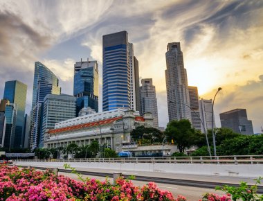 Singapur finans bölgesi içinde gökdelenler