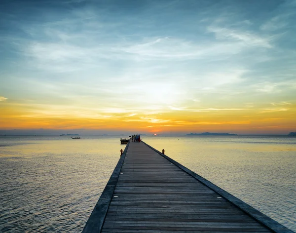 Boat pier at sunset Royalty Free Stock Photos