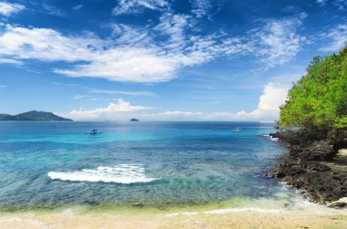 tropikal plaj. Padangbai, bali, Endonezya