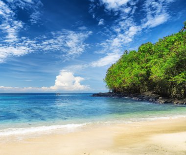 tropikal plaj. Padangbai, bali, Endonezya