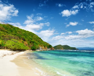 beyaz kum plaj. malcapuya Adası, Filipinler