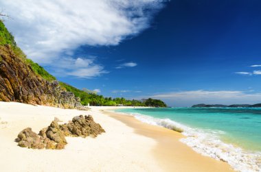 beyaz kum plaj. malcapuya Adası, Filipinler