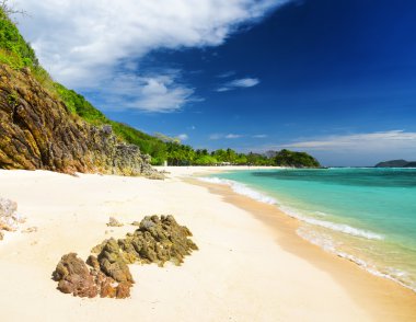 beyaz kum plaj. malcapuya Adası, Filipinler