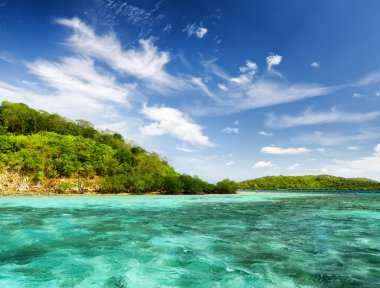 beyaz kum plaj. malcapuya Adası, Filipinler