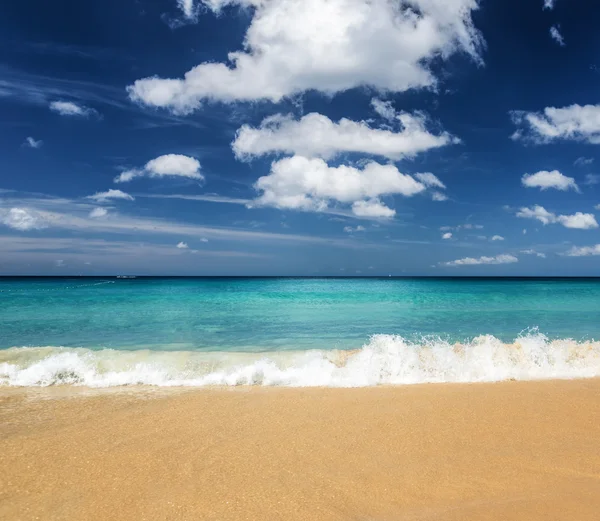 Beautiful tropical beach and blue sky — Stock Photo, Image