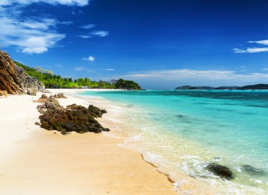 beyaz kum plaj. malcapuya Adası, Filipinler