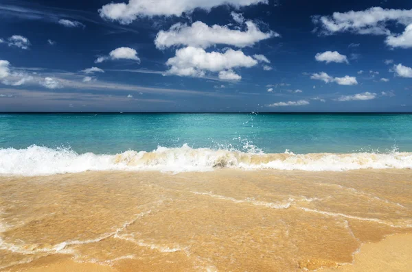 Prachtig tropisch strand en blauwe lucht — Stockfoto