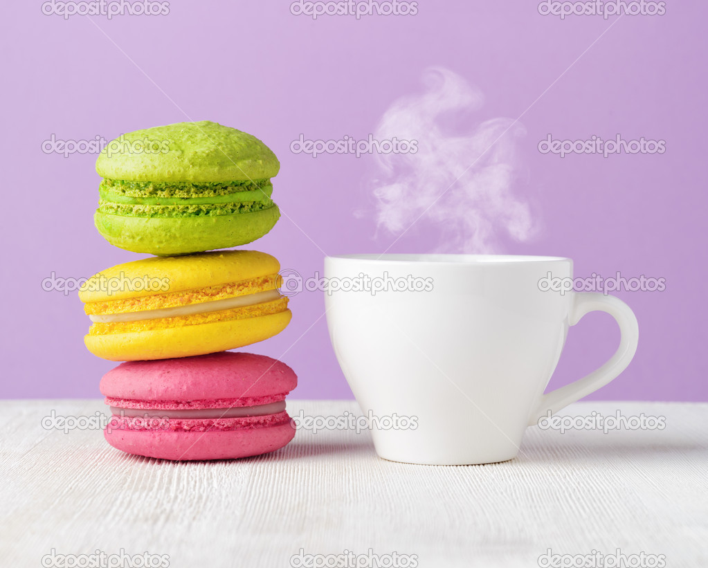 Macaron and cup of coffee