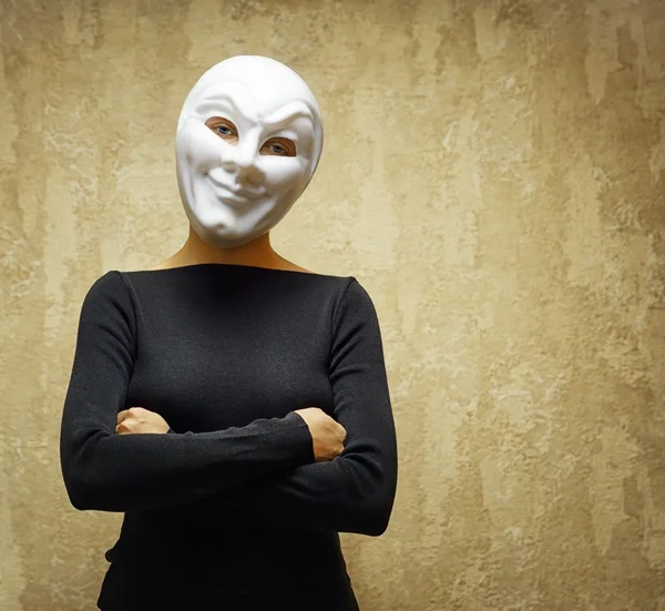 Woman in white mask. Horror concept — Stock Photo, Image