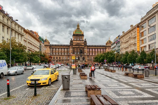 Prague Czech Republic August 2014 View Wenceslas Square Prague 老城区是布拉格著名的旅游胜地 — 图库照片