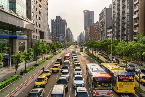 Taipei Taiwan Abril 2019 Vista Aérea Panorâmica Xinyi Road Pôr — Fotografia de Stock