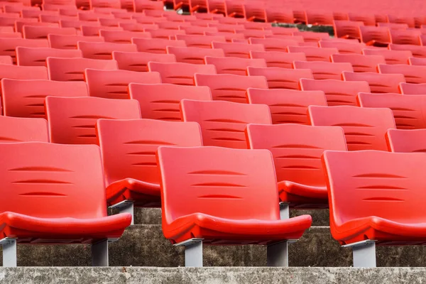Rows Empty Seats Stadium Red Plastic Theatre Seats — Stock Photo, Image