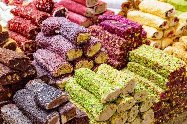 Wide Range Turkish Delight Lokum Grand Bazaar Istanbul Turkey Historical — Stock Photo, Image