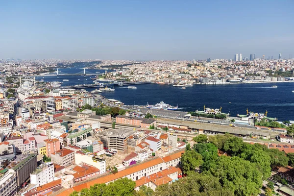 Atemberaubende Luftaufnahme Des Goldenen Horns Istanbul Türkei Drohnen Fliegen Über — Stockfoto