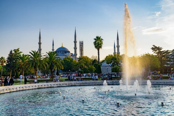 Fontaine Panoramique Près Mosquée Sultan Ahmed Mosquée Bleue Istanbul Turquie — Photo