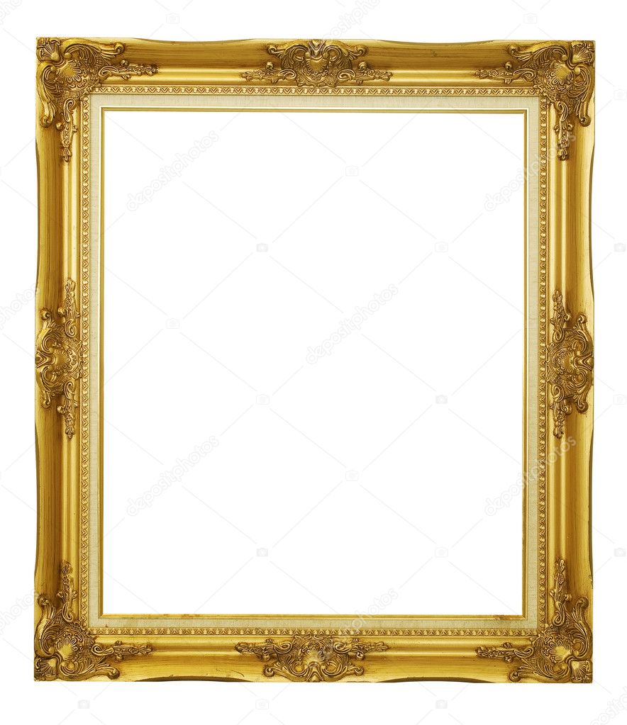 Gold frame on white background