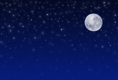 Yıldızlı ve dolunaylı gece göğü