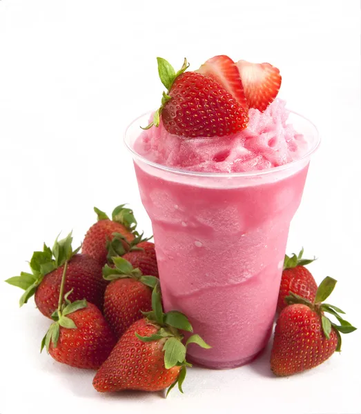 Strawberry smoothie op witte achtergrond Stockfoto