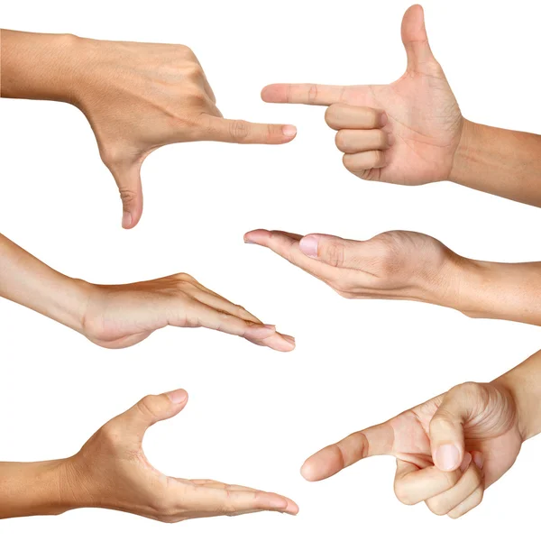 Six hands action isolated with clipping path — Stock Photo, Image