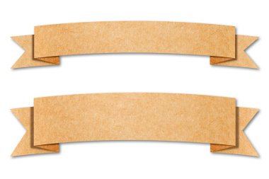 Üstbilgi origami etiket geri dönüştürülmüş kağıt zanaat beyaz zemin üzerine