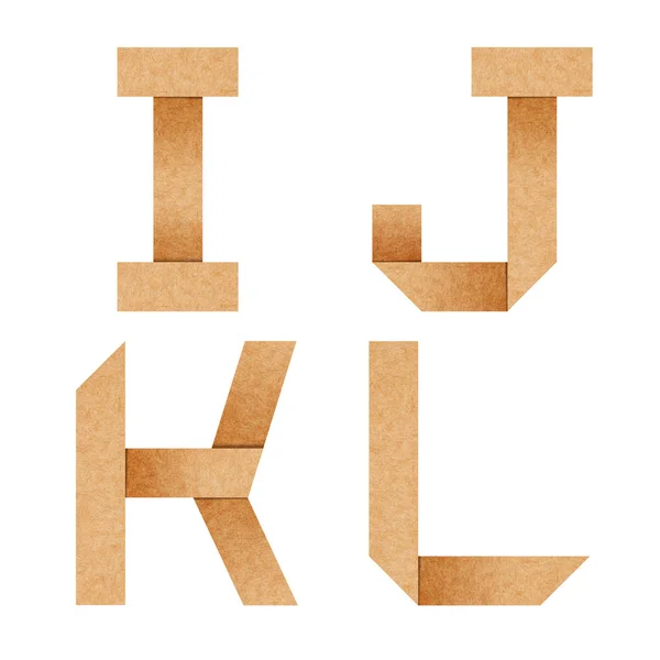 Буквы алфавита I, J, K, L Оригами из переработанной бумаги — стоковое фото