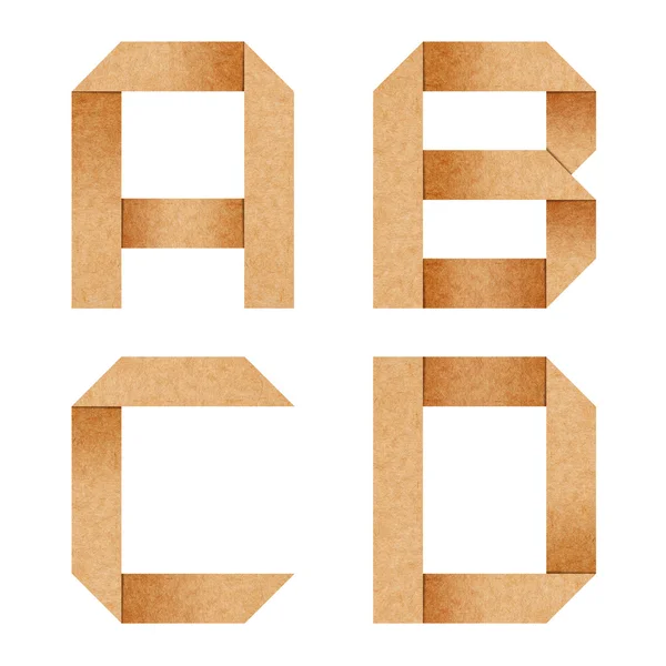 A,B,C,D Origami alphabet letters from recycled paper with clippi — Stock Photo, Image