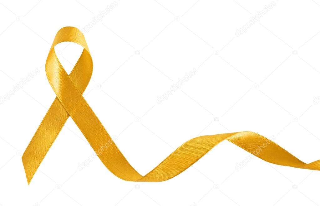 Gold Ribbon for Childhood Cancer with copy space