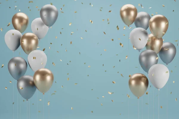 Nieuwjaarsballon Confetti Banner Ontwerp Illustratie Stockfoto