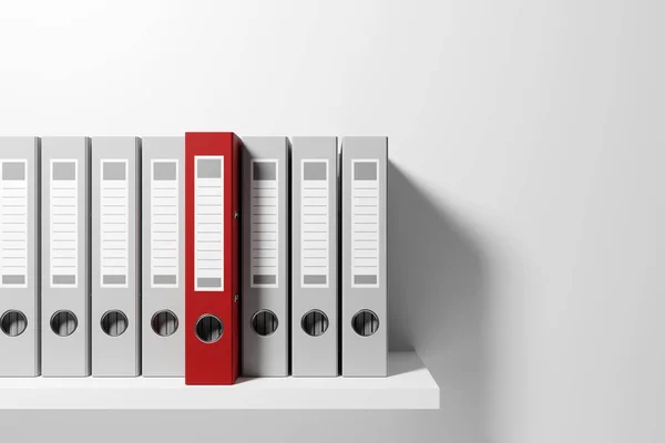 Illustration Organized Archive Ring Binders Row One Red Archive Database — Stock Photo, Image