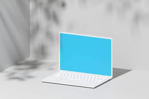 Illustratie Leeg Scherm Mock Laptop Computer Witte Standaard Achtergrond Rechtenvrije Stockfoto's