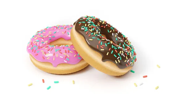 Illustration Zwei Donuts Auf Weißem Hintergrund — Stockfoto