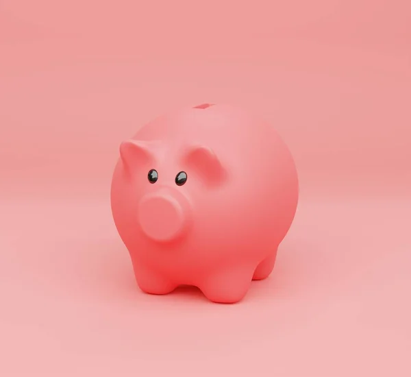 Illustration Pink Piggy Bank Pink Background — Stockfoto