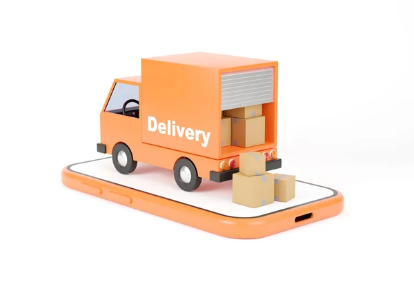 Illustration Delivery Truck Delivery Service Transport Logistics — Stok fotoğraf