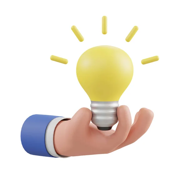 Idea Concept Hand Holds Light Bulb Illustration — Stock Photo, Image