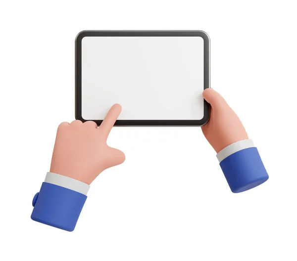 Illustration Hands Holding Point Tablet Isolated White Background — Stock Photo, Image