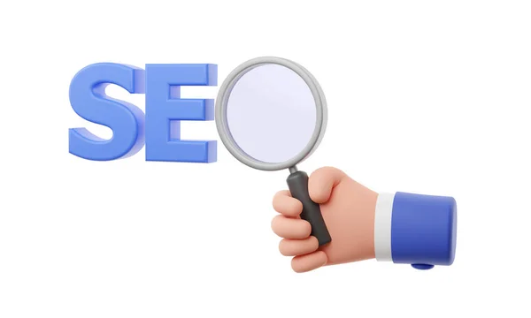 Illüstrasyon Seo Logosu Beyaz Arka Planda Büyüteç Ile Telifsiz Stok Imajlar