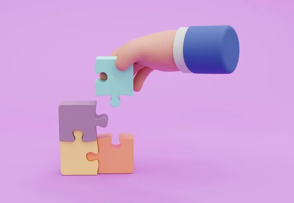 Illustratie Concept Van Het Bedrijfsleven Hand Met Een Puzzel Stuk — Stockfoto