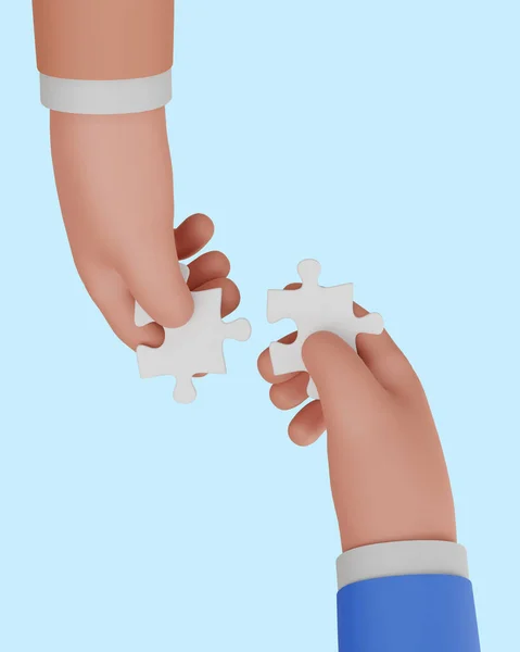 Hands Holding Jigsaw Puzzles Business Partnership Teamwork Concept — Stock Photo, Image