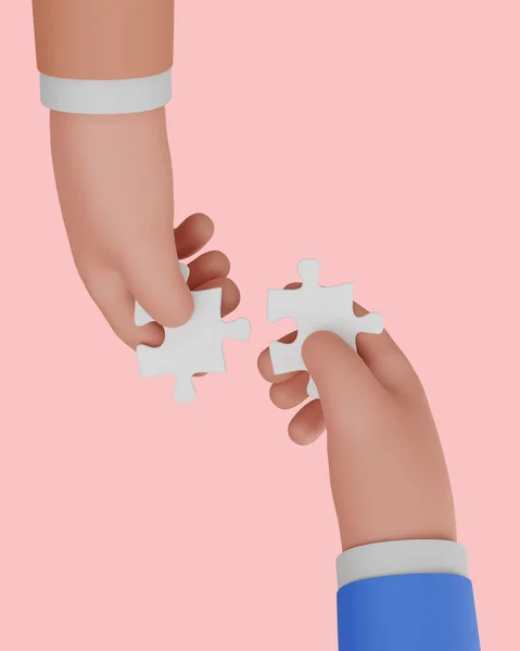 Hands Holding Jigsaw Puzzles Business Partnership Teamwork Concept — Stock Photo, Image