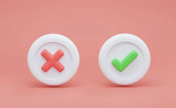 3Dイラスト記号のチェックマークボタン モバイルアプリのアイコン 右ボタンと右ボタンと右ボタン — ストック写真