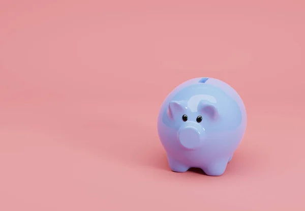 3D插图 Piggy Bank Background Copyspace — 图库照片