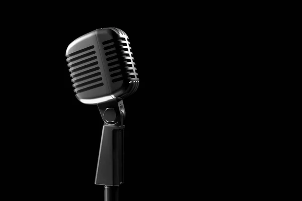 Illustration Retro Microphone Black Background — стоковое фото