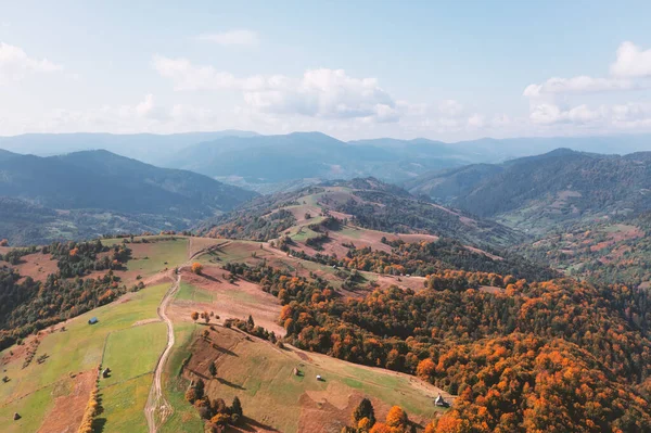 Montagnes d'automne pittoresques avec hêtraie rouge — Photo