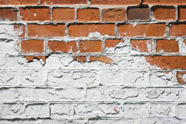 Grunge tuğlası arka plan ve yaşlanma dokusu yakın plan. Beyaz ve turuncu tuğlalar