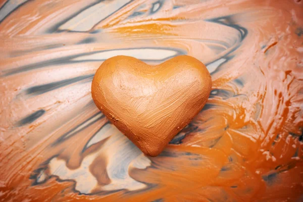 Heart Made Potters Clay Close Love Concept — Stock Photo, Image