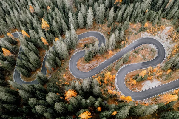 Nejlepší Letecký Pohled Slavnou Snake Road Poblíž Passo Giau Dolomitských — Stock fotografie